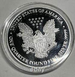 2021 One Quarter Pound U. S. A Walking Liberty. 9999 Fine Silver Round Proof +case
