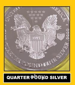 2021 Silver Walking Liberty Eagle Quarter Lb Giant Round Johnson Matthey