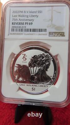 2022 British Virgin Islands 1 oz Silver LAST WALKING LIBERTY Coin NGC PF69