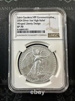 2024 NPF 1-oz Silver Saint-Gaudens Winged Liberty High Relief Medal NGC SP70