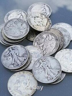 20 Coin Lot. Walking Liberty / Franklin Half Dollars 90% Silver