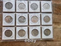 20 UNC and CIRC Walking Liberty Half Dollars, 1917-1946, Some Show Stealers
