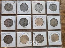 20 UNC and CIRC Walking Liberty Half Dollars, 1917-1946, Some Show Stealers