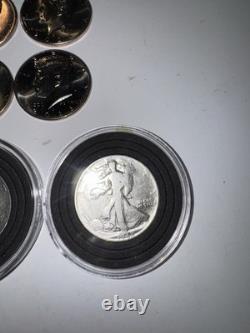 24 Coin Lot 4 Silver Walking Liberty Halves + 20 Kennedy Halves Mixed Dates