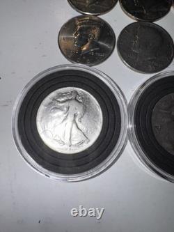 24 Coin Lot 4 Silver Walking Liberty Halves + 20 Kennedy Halves Mixed Dates