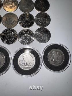 24 Coin Lot 4 Silver Walking Liberty Halves + 20 Kennedy Halves Mixed Dates