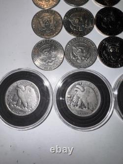 24 Coin Lot 4 Silver Walking Liberty Halves + 20 Kennedy Halves Mixed Dates