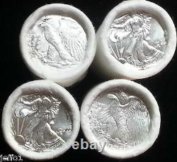 (250) 5 Rolls of 50 1/10 Ounce. 999 Pure Silver BU Rounds Walking Liberty Type