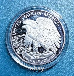 2 oz. 999 Silver Walking Liberty Half Dollar Tribute Round BU Capsule Exact Coin