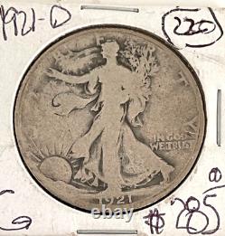 3- 1921 Walking Liberty Silver Half Dollars P, D, S