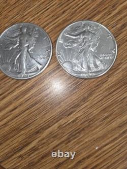 3 AU/BU Walking Liberty Silver Half Dollar 90% Silver 50c Coins 1941 1942 & 1943