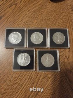 3 AU/BU Walking Liberty Silver Half Dollar 90% Silver 50c Coins 1941 1942 & 1943