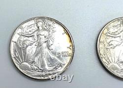 3- High End Silver Walking Liberty Half Dollars 1942, 1943, 1943-D
