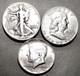 3 U. S. Half Dollars Lot, 50c, Liberty Ben Franklin, John F Kennedy, Eagles, Bell
