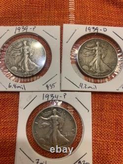 3 Walking Liberty half dollars