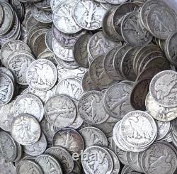 4 90% SILVER Walking Liberty Half Dollars Average Circulated Condition