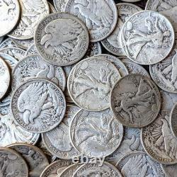 4 90% SILVER Walking Liberty Half Dollars Average Circulated Condition