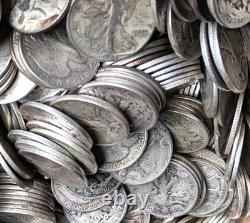 4 90% SILVER Walking Liberty Half Dollars Average Circulated Condition