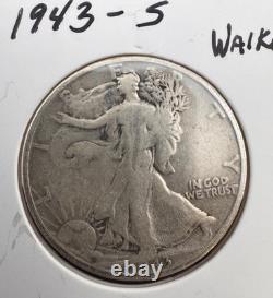 4-Coin Walking Liberty Halves 1923-S, 1936-S, 1943-S, 1944-S 90% Silver