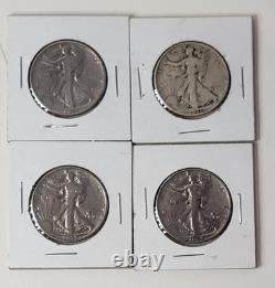 (4) Silver 1945-P Half Dollar Coins Circulated Walking Liberty