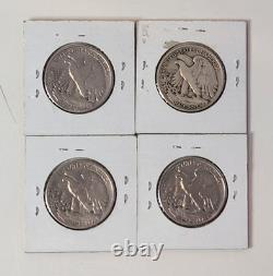 (4) Silver 1945-P Half Dollar Coins Circulated Walking Liberty
