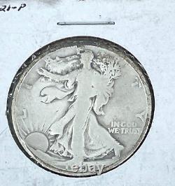 4- U. S. Walking Liberty Silver Half Dollars 1919 P, D 1921 P, S
