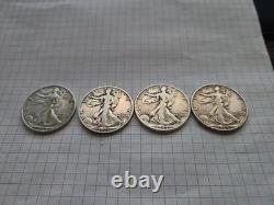 4x Walking Liberty Half Dollar 50c 90% Silver Coins NICE! 2 Dollar Face Value
