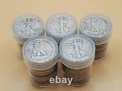 $50 Face Value 90% Silver Walking Liberty Half Dollars Tube Rolls Full Dates