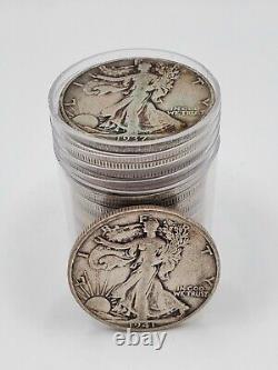 $50 Face Value 90% Silver Walking Liberty Half Dollars Tube Rolls Full Dates