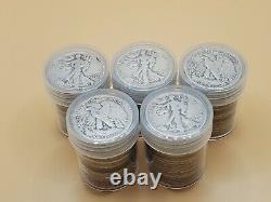 $50 Face Value 90% Silver Walking Liberty Half Dollars Tube Rolls Full Dates