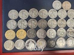 50 Silver Half Dollar Lot Walking Liberty, Franklin Seated Stone Mt