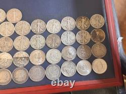 50 Silver Half Dollar Lot Walking Liberty, Franklin Seated Stone Mt