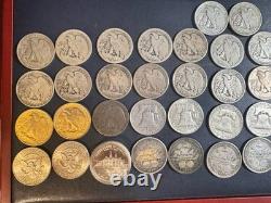 50 Silver Half Dollar Lot Walking Liberty, Franklin Seated Stone Mt