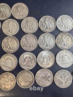 50 Silver Half Dollar Lot Walking Liberty, Franklin Seated Stone Mt