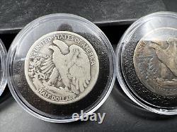 5 Coin Complete 1917 P D S 50c Obverse Reverse Mint Mark Walking Liberty Set