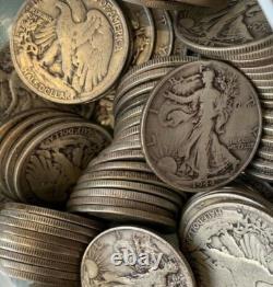 $5 Face 90% Silver Walking Liberty Half Dollars Full Dates (10 Coins)