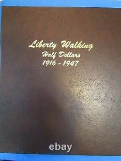5 SILVER COINS Walking Liberty Half Dollar Set in Dansco Album 7160