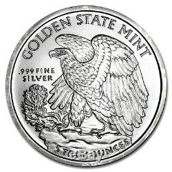5 Troy Ounce. 999 Fine Silver Walking Liberty Bu + (3) 99.9% 24k Gold $100 Bills