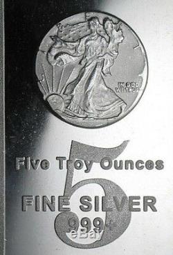 5 Troy Oz. 999 Silver Walking Liberty Bar Bu +10 Piece Alaskan Pure Gold Nuggets