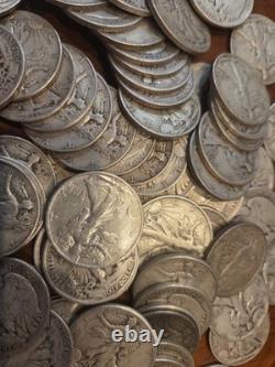 5 X Liberty Walking Half Dollar Circulated Coins 90% Silver