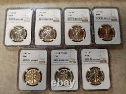 7 Coin Lot of Proof Walking Liberty Halves 1936 1942 NGC Graded