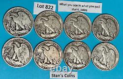 8 SILVER Walking Liberty Half Dollars SAN FRANCISCO MINT Estate Sale #822