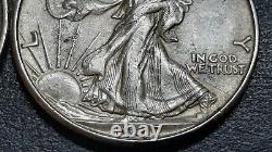 8 Walking Liberty Silver Half Dollars Lot. 33-s, 34-s, 35-d, 36-s, 37-d S +