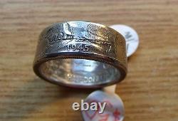 900 MINT SILVER WALKING LIBERTY AMERICAN HALF DOLLAR COIN RING Sized 2 Fit