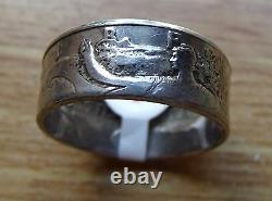 900 MINT SILVER WALKING LIBERTY AMERICAN HALF DOLLAR COIN RING Sized 2 Fit