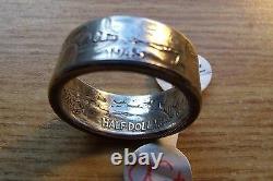 900 MINT SILVER WALKING LIBERTY AMERICAN HALF DOLLAR COIN RING Sized 2 Fit