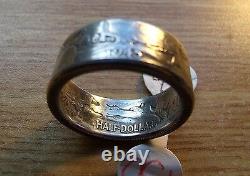 900 Silver Walking Liberty Pure American Silver Half Dollar Ring, Any Size