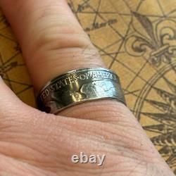 90% SILVER Walking Liberty Half Dollar EAGLE SIDE OUT COIN RING USA SIZES 5-12
