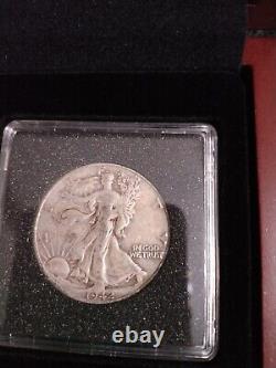 90% Silver Walking Liberty Half Dollar Mint Mark Set/ Wooden Display Box & COA