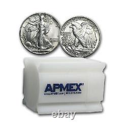 90% Silver Walking Liberty Halves $10 20-Coin Roll BU SKU #66207